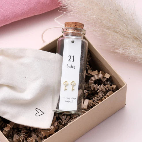 21st Birthday Message Bottle Earrings